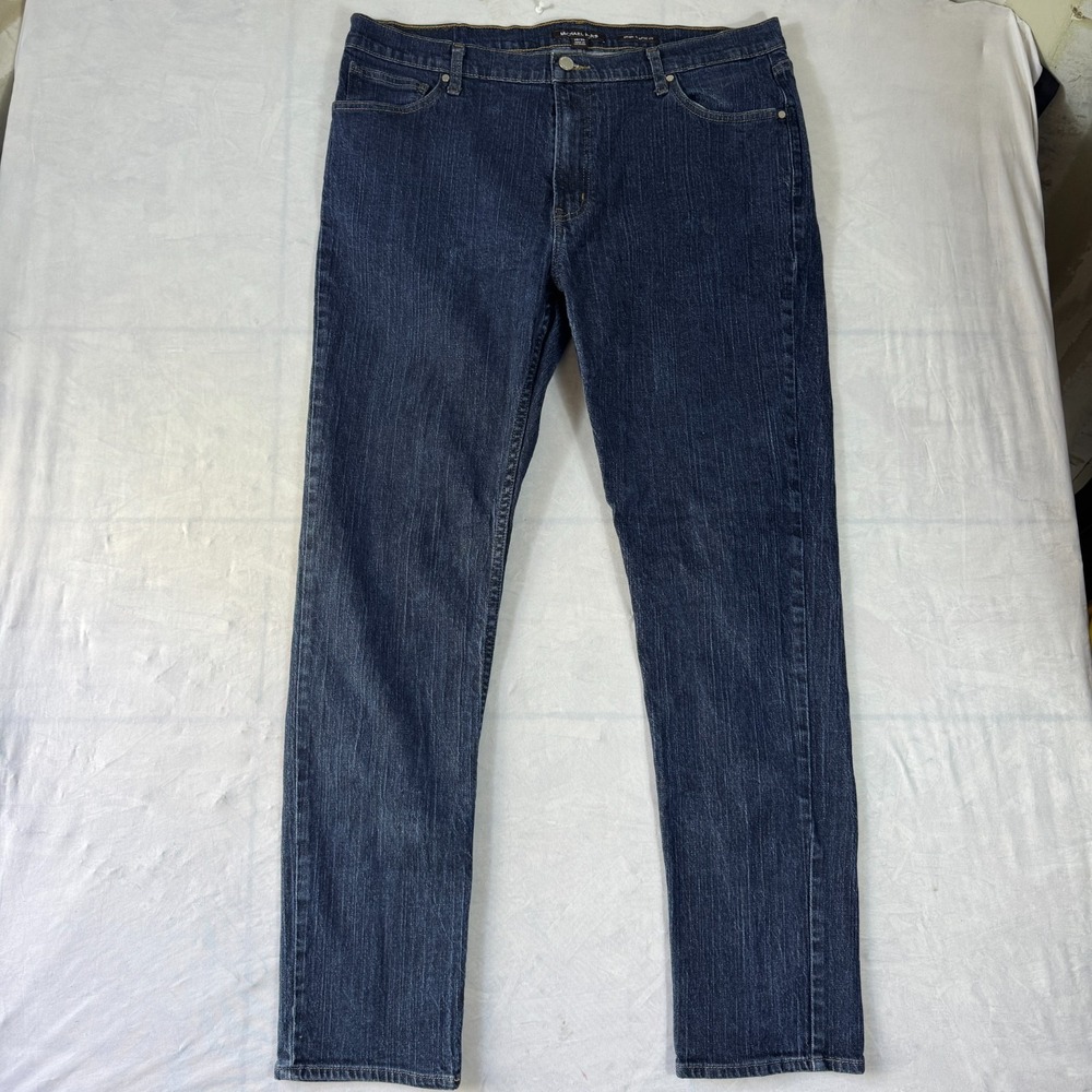 Michael Kors Mens Jeans Blue Dark Wash Denim‎ Grant Classic Fit Stretch 38/32